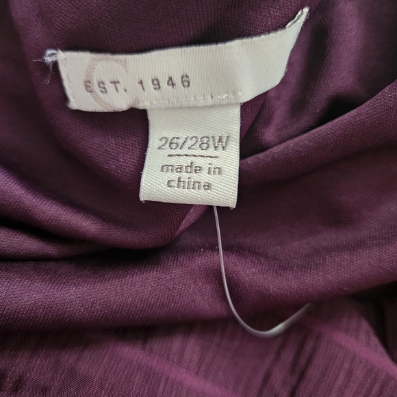 Cato Women’s Purple Tiered Striped Dress Size 26/28 Tie Belt, Spaghetti Straps - Picture 3 of 5